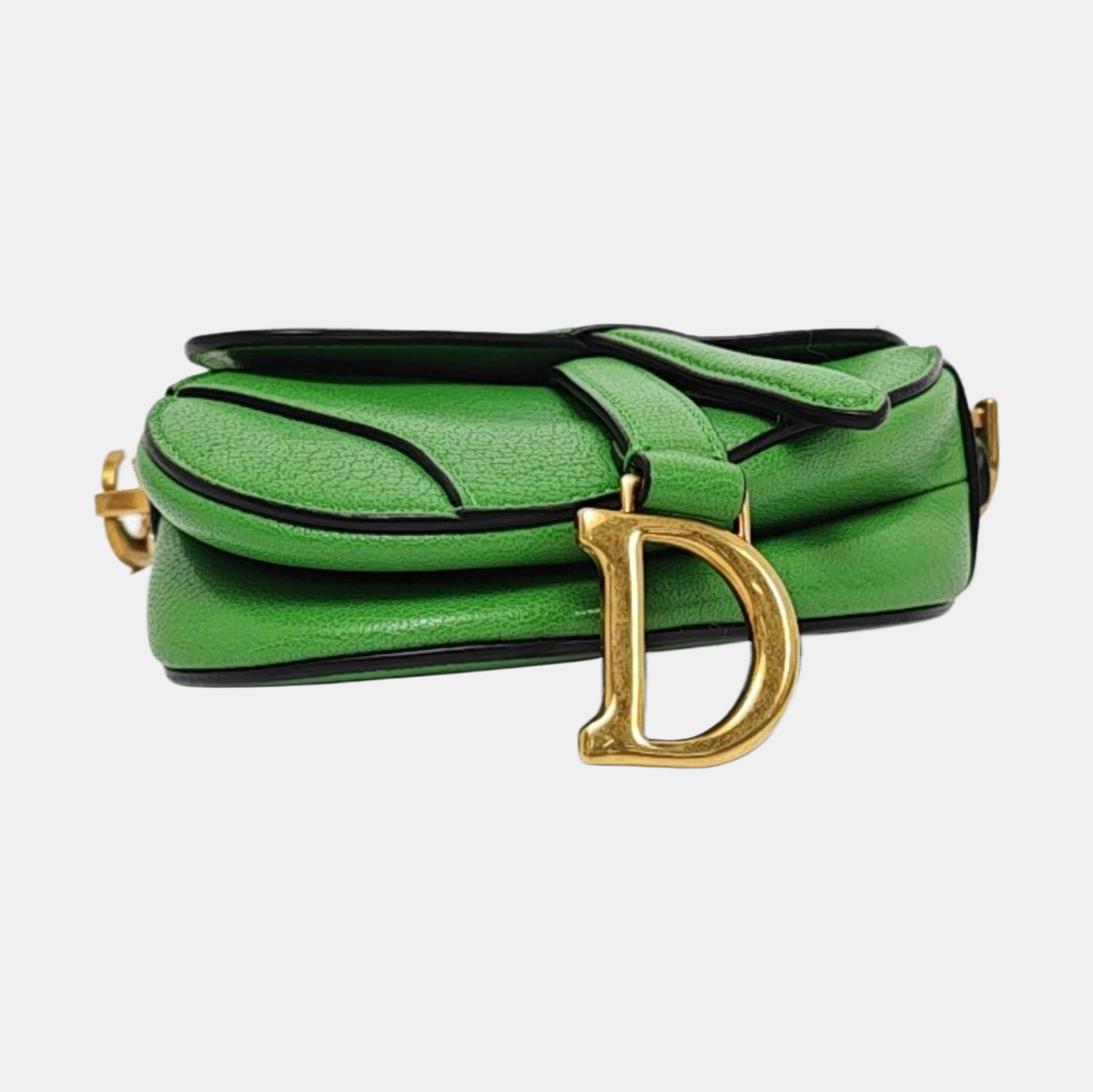 DIOR Saddle Super Mini Green Lamb Leather Saddle Bag Shoulder Bag Crossbody with Detachable Strap-(SKU)-970314407