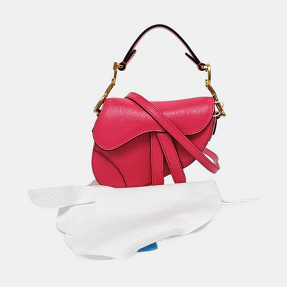 DIOR Saddle Super Mini Pink Calf Leather Saddle Bag Crossbody Shoulder Bag-(SKU)-970314274