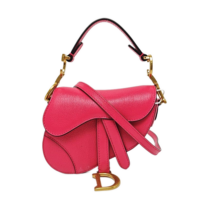 DIOR Saddle Super Mini Pink Calf Leather Saddle Bag Crossbody Shoulder Bag-(SKU)-970314274