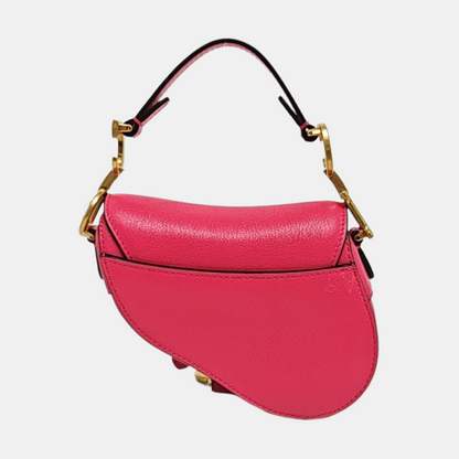 DIOR Saddle Super Mini Pink Calf Leather Saddle Bag Crossbody Shoulder Bag-(SKU)-970314274
