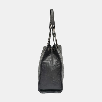 YSL NIKI Medium Size Dark Grey CalfskinSingle Shoulder Bag Tote with Palladium Hardware-(SKU)-970510636