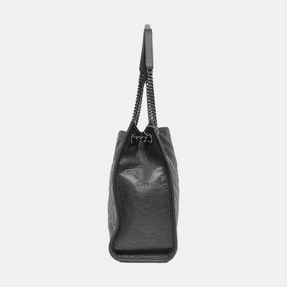 YSL NIKI Medium Size Dark Grey CalfskinSingle Shoulder Bag Tote with Palladium Hardware-(SKU)-970510636