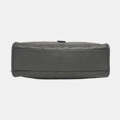 YSL NIKI Medium Size Dark Grey CalfskinSingle Shoulder Bag Tote with Palladium Hardware-(SKU)-970510636