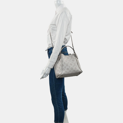 LOUIS VUITTON HINA Small Grey Calfskin Monogram Vernis Crossbody Bag Shoulder Bag Handbag Removable Strap Silver Hardware Pockets-(SKU)-970320254