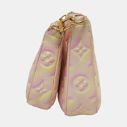 LOUIS VUITTON MULTI Pink Calfskin Monogram Vernis Shoulder Bag Crossbody Bag Gold Hardware Removable Strap 2 Pouches-(SKU)-970130599