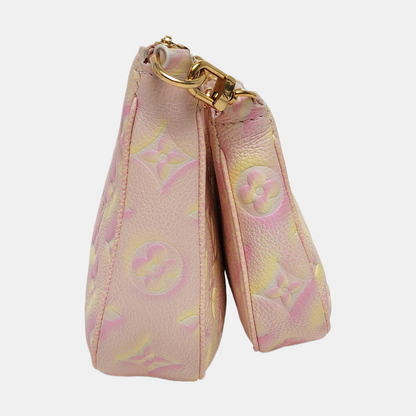 LOUIS VUITTON MULTI Pink Calfskin Monogram Vernis Shoulder Bag Crossbody Bag Gold Hardware Removable Strap 2 Pouches-(SKU)-970130599