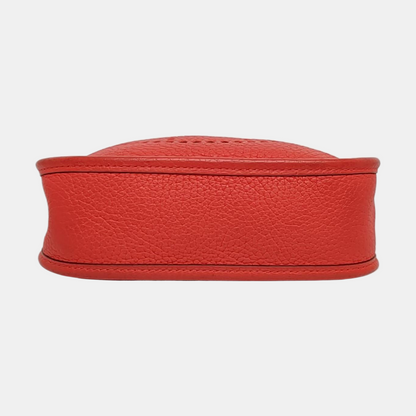 HERMÈS Evelyne TPM Vermilion Clemence Leather Cutout Evelyne Crossbody Shoulder Bag with Removable Strap Gold Hardware C-(SKU)-968761133