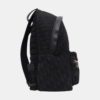 DIOR Rider Black Canvas Monogram Jacquard Backpack with Silver Hardware-(SKU)-970762004