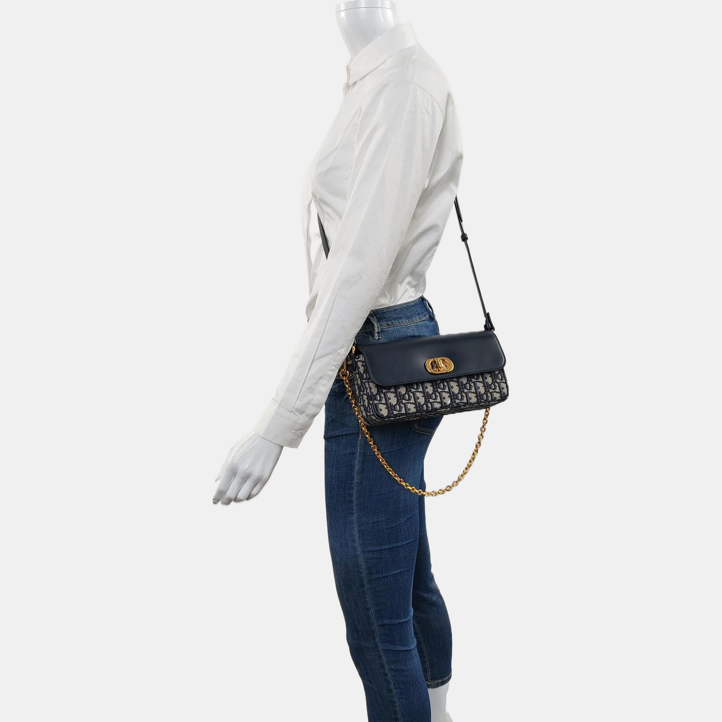 DIOR 30 Montaigne Mini Beige Canvas Monogram Embroidered Montaigne Bag Crossbody Bag Shoulder Bag Handbag 2 Removable Straps Golden Hardware-(SKU)-970465247