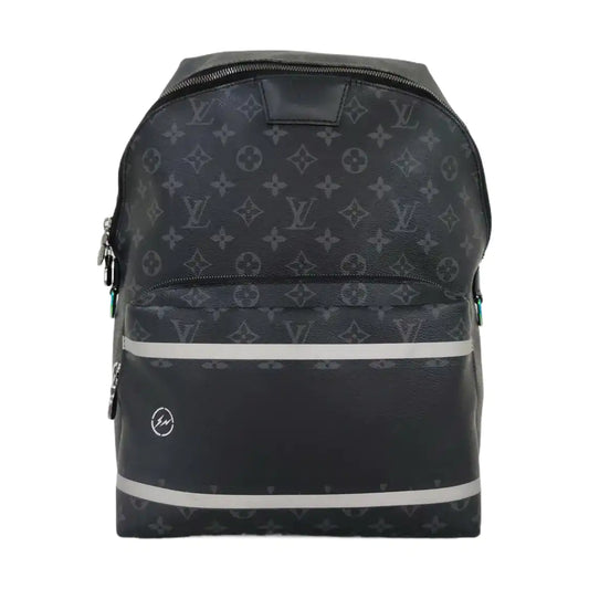 LOUIS VUITTON DISCOVERY Small Black Coated Canvas Monogram Print Black Samurai Backpack Shoulder Bag Palladium Hardware-(SKU)-970541048