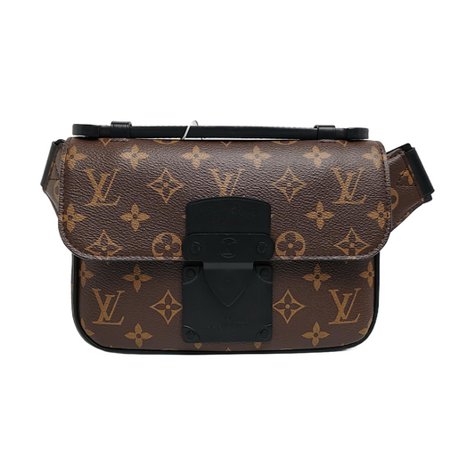 LOUIS VUITTON S LOCK Brown Coated Canvas Monogram Waist Bag with Black Hardware-(SKU)-970661468