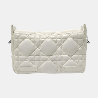 DIOR Diortravel Nomad White Lamb Calfskin Quilted Cannage Single Shoulder Bag Crossbody Bag Handbag Black Hardware Removable Shoulder Strap-(SKU)-970843893