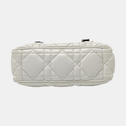 DIOR Diortravel Nomad White Lamb Calfskin Quilted Cannage Single Shoulder Bag Crossbody Bag Handbag Black Hardware Removable Shoulder Strap-(SKU)-970843893