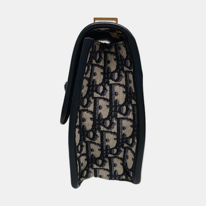 DIOR 30 Montaigne Blue Canvas Monogram Embossed Montaigne Bag Shoulder Bag with Detachable Strap-(SKU)-970899095