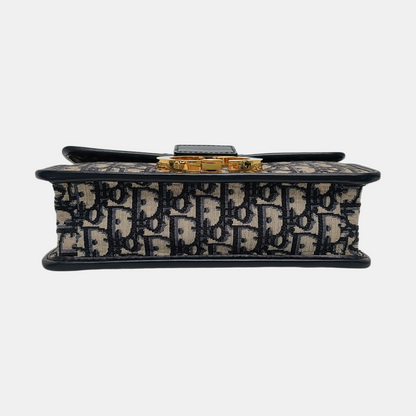 DIOR 30 Montaigne Blue Canvas Monogram Embossed Montaigne Bag Shoulder Bag with Detachable Strap-(SKU)-970899095