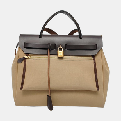 HERMÈS Herbag 31 Trench Coat Colored Canvas Crossbody Bag Handbag Shoulder Bag Golden Hardware U Engraving Accessories Included-(SKU)-970753287