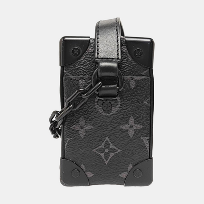 LOUIS VUITTON SOFT TRUNK Mini Black Coated Canvas Monogram Studs Black Samurai Shoulder Bag with Removable Straps-(SKU)-970537657