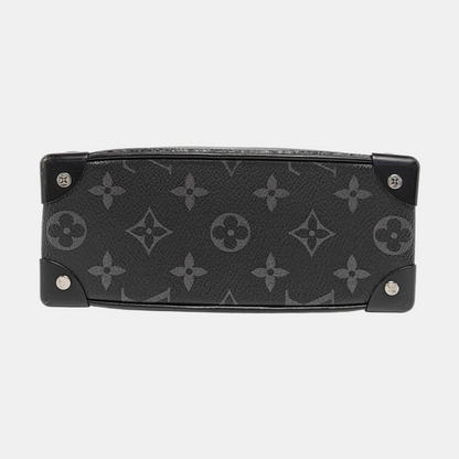 LOUIS VUITTON SOFT TRUNK Mini Black Coated Canvas Monogram Studs Black Samurai Shoulder Bag with Removable Straps-(SKU)-970537657