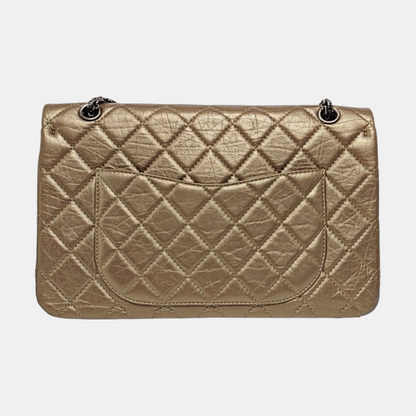 CHANEL 2.55 Maxi Super Large Golden Leather Quilted Single Shoulder Bag Crossbody Bag Palladium Hardware 16 Clasp-(SKU)-970538334