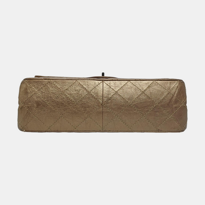 CHANEL 2.55 Maxi Super Large Golden Leather Quilted Single Shoulder Bag Crossbody Bag Palladium Hardware 16 Clasp-(SKU)-970538334