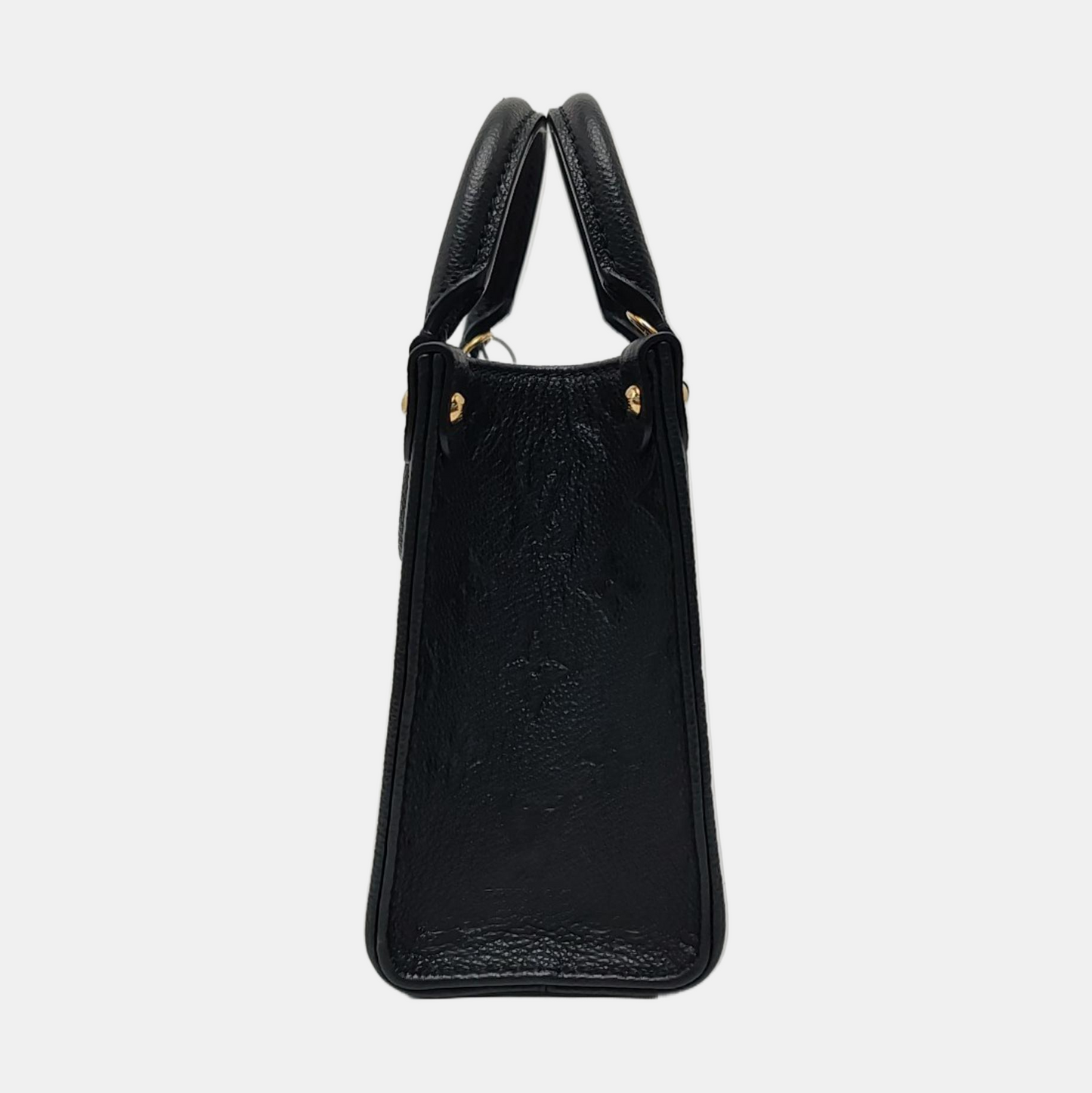LOUIS VUITTON ONTHEGO BB Black Leather Monogram Crinkle Jungle Bag Shoulder Bag Tote Crossbody Bag with Gold Hardware and Removable Strap-(SKU)-970414576