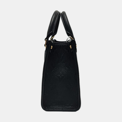 LOUIS VUITTON ONTHEGO BB Black Leather Monogram Crinkle Jungle Bag Shoulder Bag Tote Crossbody Bag with Gold Hardware and Removable Strap-(SKU)-970414576
