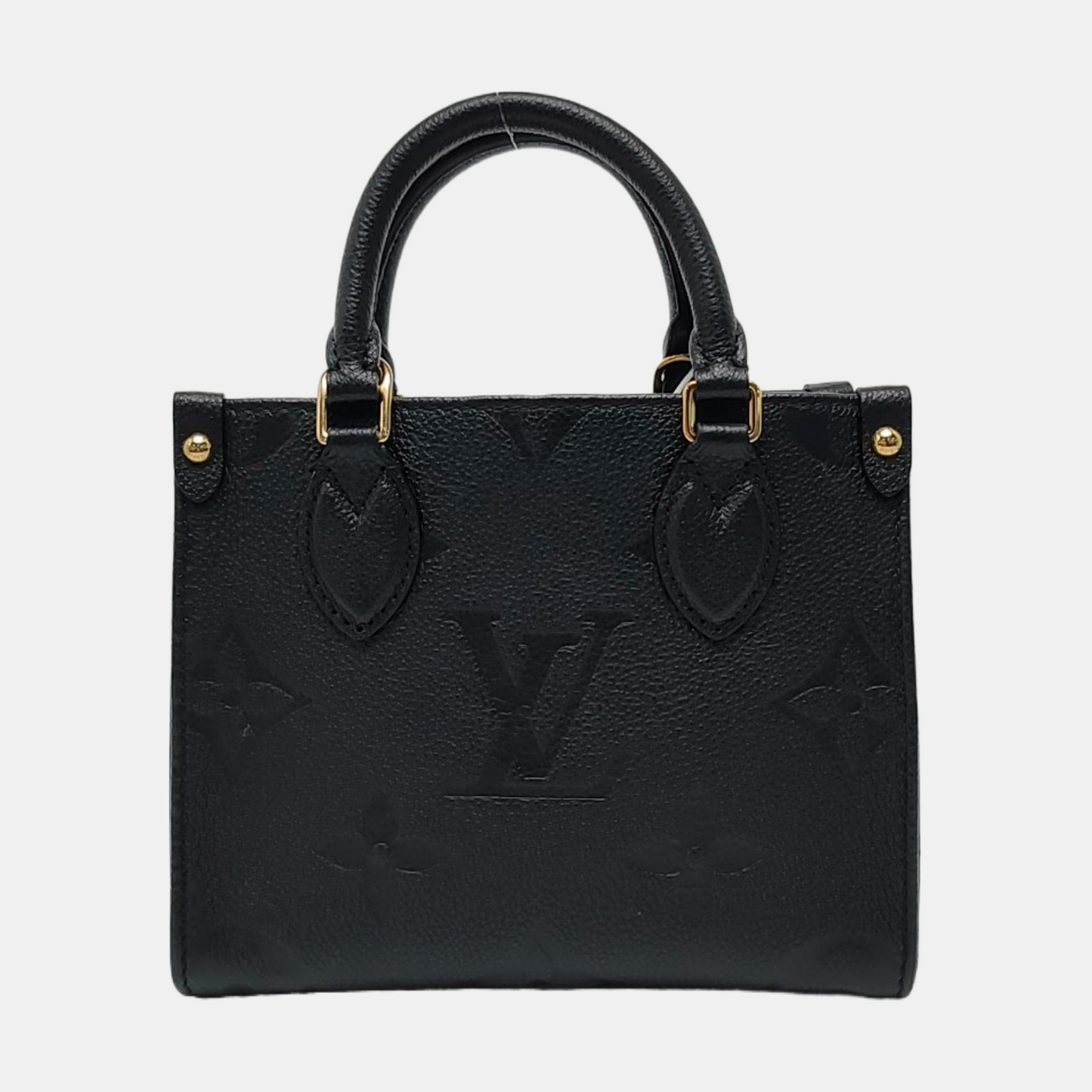 LOUIS VUITTON ONTHEGO BB Black Leather Monogram Crinkle Jungle Bag Shoulder Bag Tote Crossbody Bag with Gold Hardware and Removable Strap-(SKU)-970414576