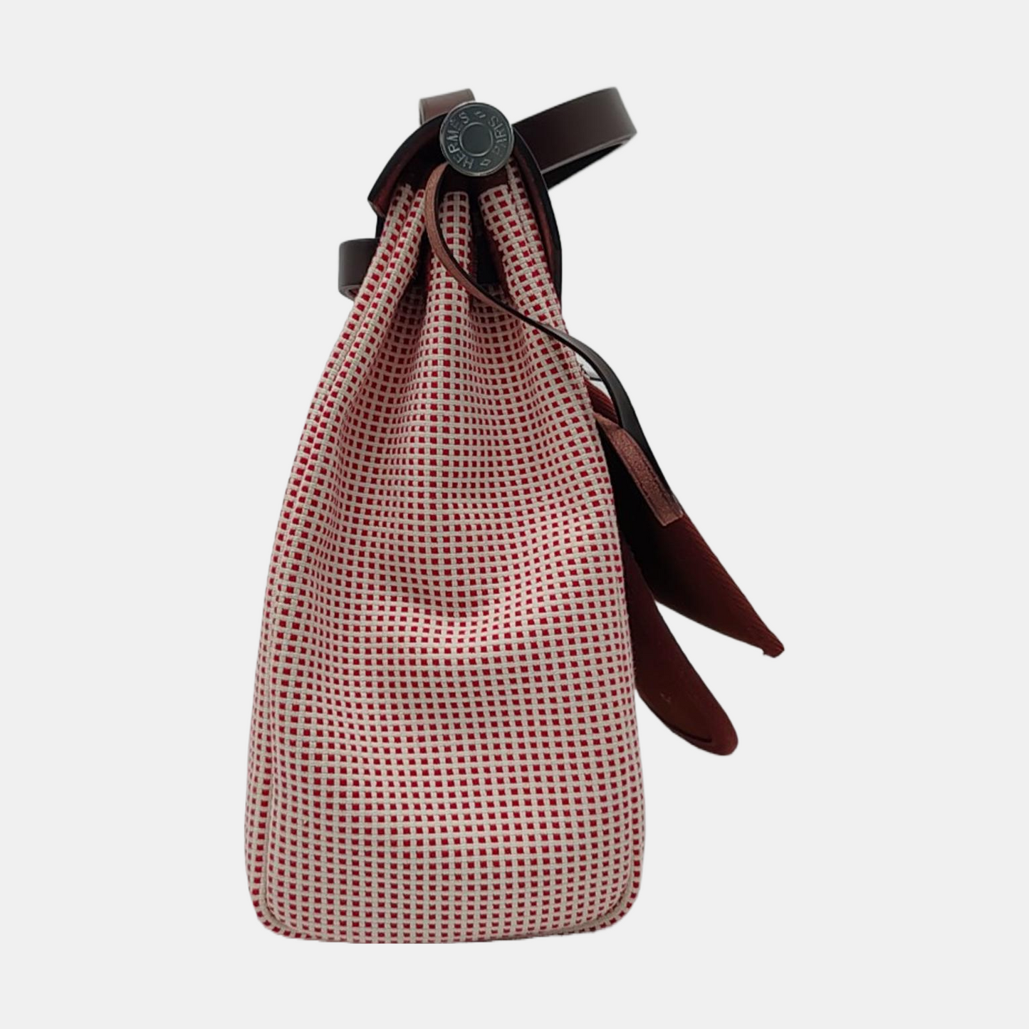 HERMÈS Herbag 31 Patchwork Canvas Woven Shoulder Bag Crossbody Handbag with Silver Hardware, Z Stamp, and Pocket-(SKU)-967802237