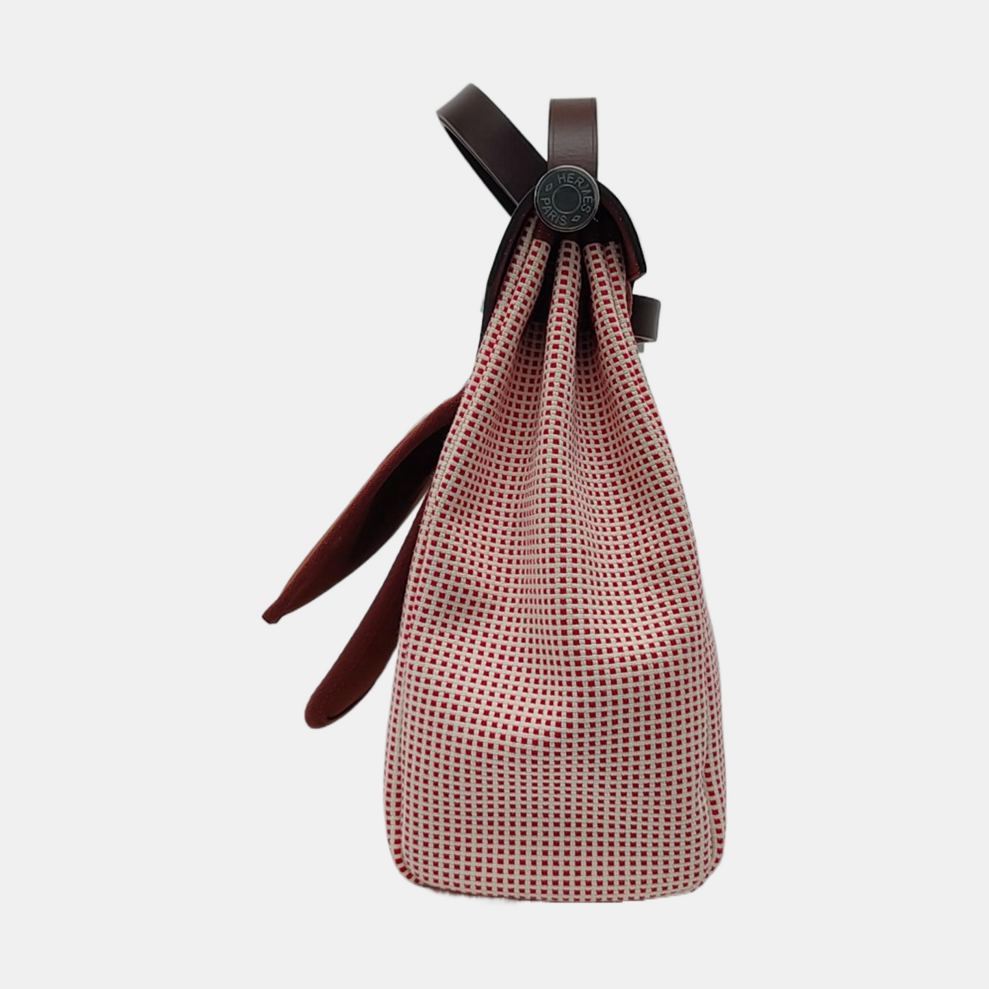 HERMÈS Herbag 31 Patchwork Canvas Woven Shoulder Bag Crossbody Handbag with Silver Hardware, Z Stamp, and Pocket-(SKU)-967802237