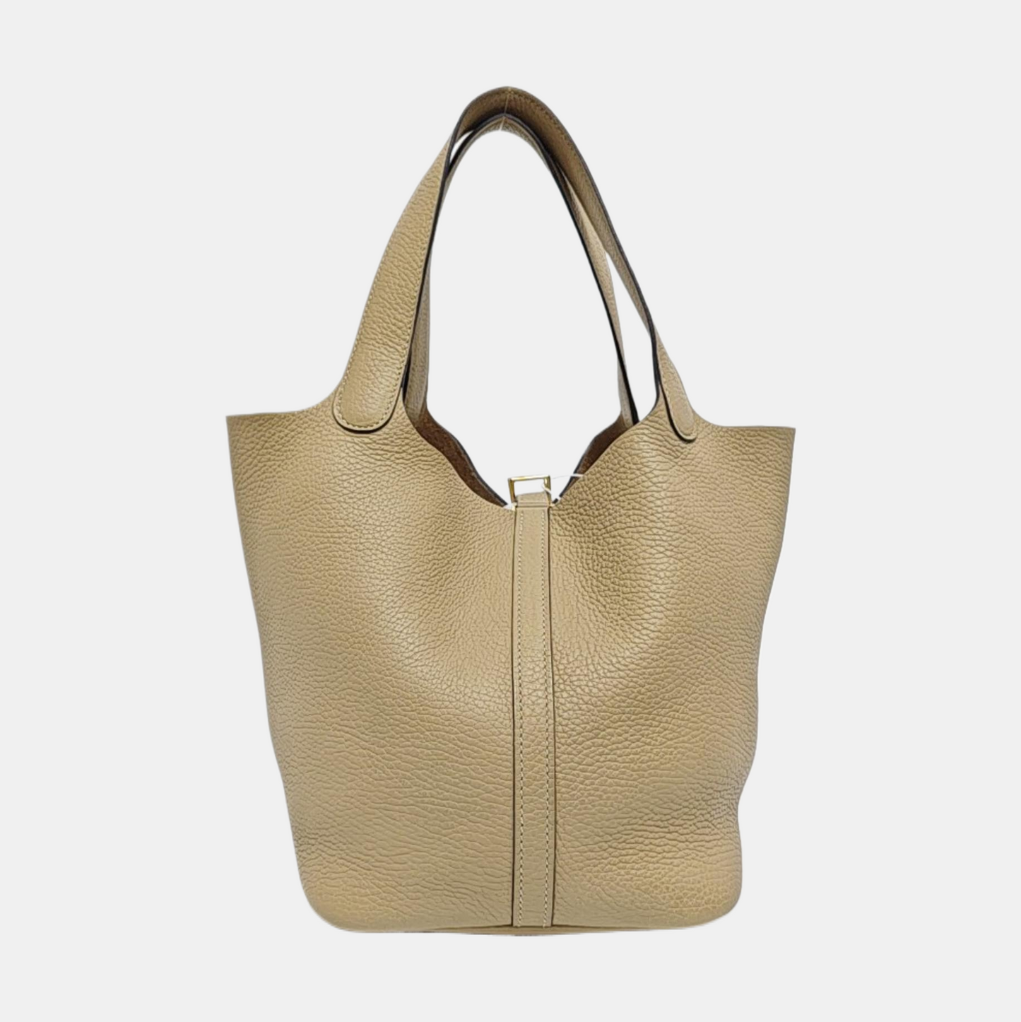 HERMÈS Picotin Lock 22 Trench Grey Clemence Leather Picotin Bag Handbag Shoulder Bag Golden Hardware Accessories Included-(SKU)-970762608