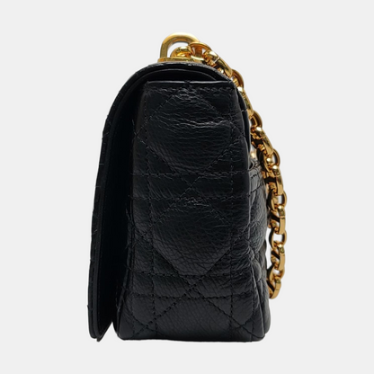 DIOR Dior Caro Small Black Leather Cannage Quilted Single Shoulder Bag Crossbody Bag Golden Hardware Removable Strap-(SKU)-970717484