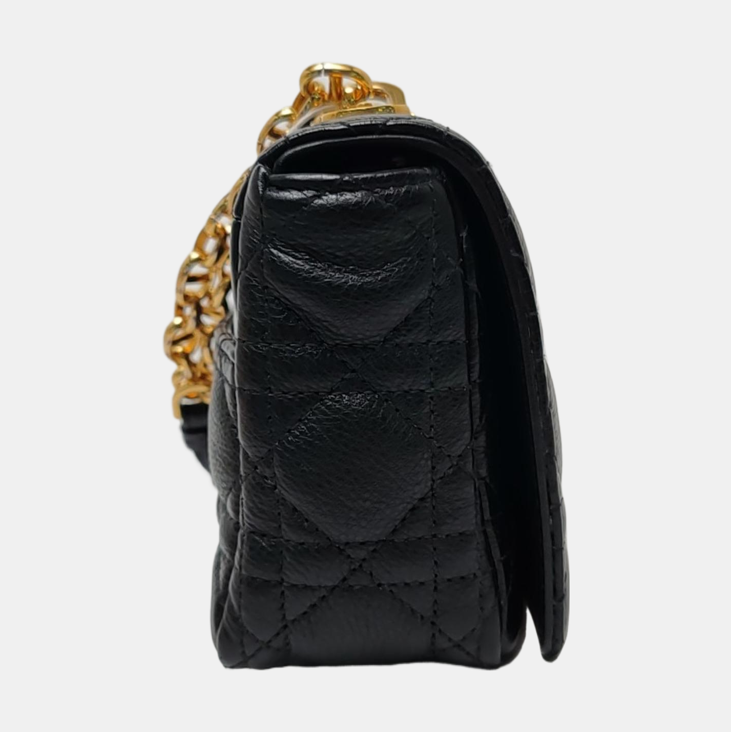 DIOR Dior Caro Small Black Leather Cannage Quilted Single Shoulder Bag Crossbody Bag Golden Hardware Removable Strap-(SKU)-970717484