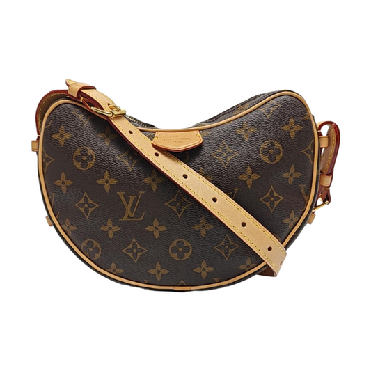 LOUIS VUITTON CROISSANT Brown Coated Canvas Monogram Shoulder Bag Tote Crossbody Bag with Detachable Strap-(SKU)-970879308