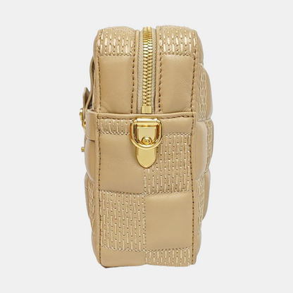 LOUIS VUITTON TROCA Medium size khaki leather stud camera bag crossbody bag shoulder bag handbag golden hardware 2 detachable shoulder straps-(SKU)-971017692