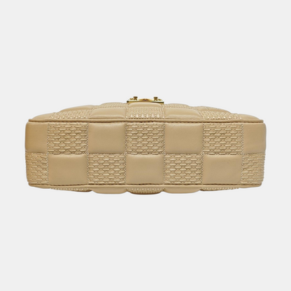 LOUIS VUITTON TROCA Medium size khaki leather stud camera bag crossbody bag shoulder bag handbag golden hardware 2 detachable shoulder straps-(SKU)-971017692