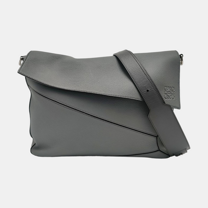 LOEWE Puzzle Blue Gray Leather Quilted Backpack Single Shoulder Bag with Silver Hardware Removable Strap-(SKU)-970868873