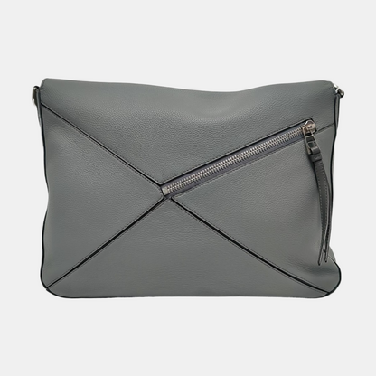 LOEWE Puzzle Blue Gray Leather Quilted Backpack Single Shoulder Bag with Silver Hardware Removable Strap-(SKU)-970868873