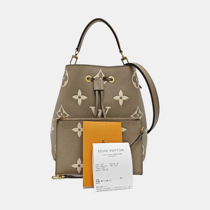LOUIS VUITTON NÉONOÉ Medium size grey leather embossed Neonoé bag single shoulder bag with handle, gold hardware, 2 interior pockets, removable shoulder strap-(SKU)-971042699