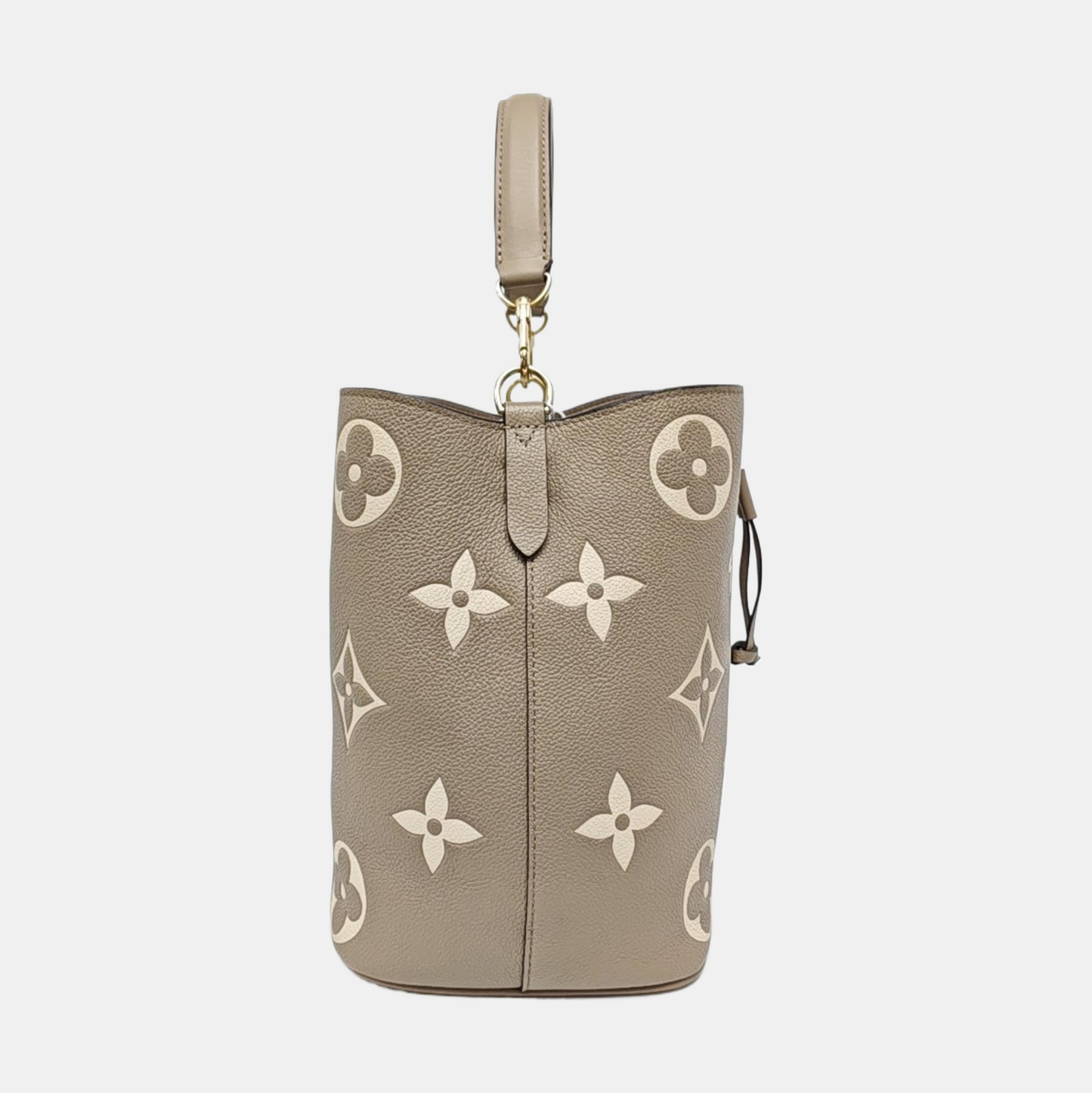 LOUIS VUITTON NÉONOÉ Medium size grey leather embossed Neonoé bag single shoulder bag with handle, gold hardware, 2 interior pockets, removable shoulder strap-(SKU)-971042699