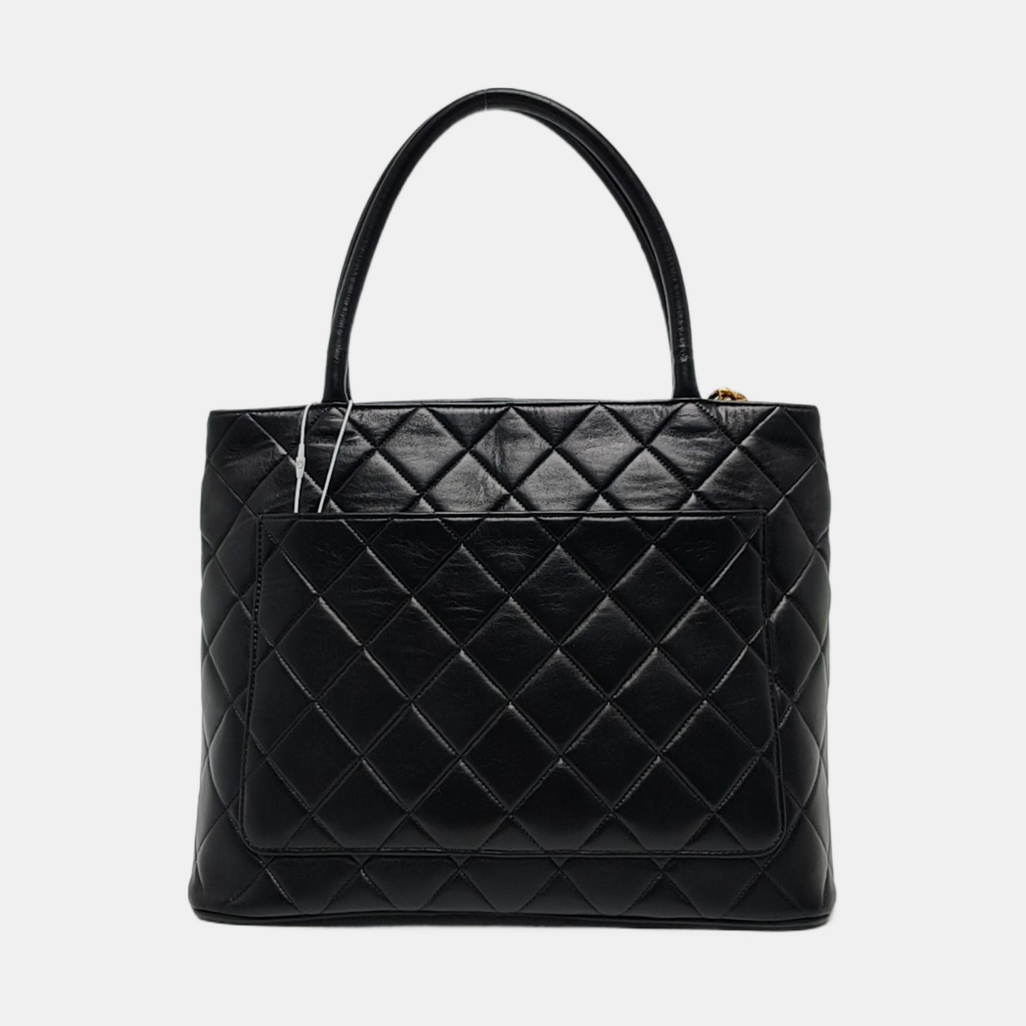 CHANEL MEDALLION Black Lamb Skin Quilted Hilton Handbag with Gold Hardware, Vintage-(SKU)-970902216