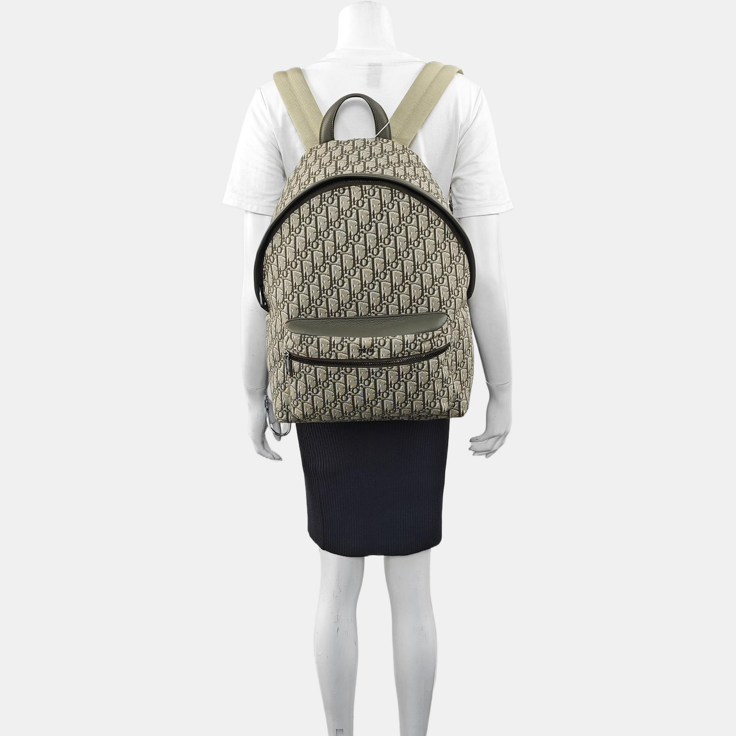 DIOR Rider Beige Canvas Monogram Jacquard Backpack with Silver Hardware-(SKU)-971045126