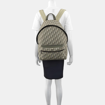 DIOR Rider Beige Canvas Monogram Jacquard Backpack with Silver Hardware-(SKU)-971045126