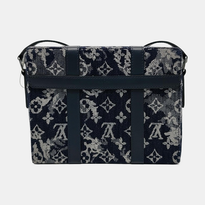 LOUIS VUITTON TRUNK Small Light Blue Canvas Monogram Messenger Bag Single Shoulder Bag Tote Bag Crossbody Bag Silver Hardware-(SKU)-971002419