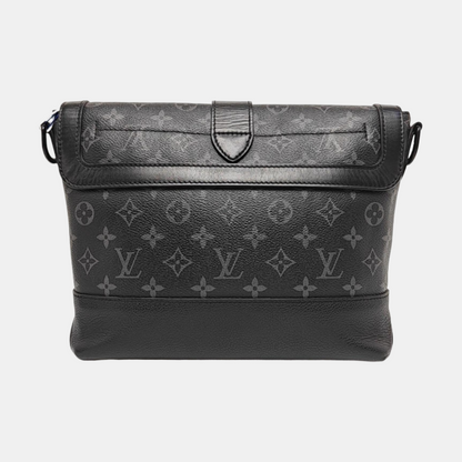 LOUIS VUITTON SAUMUR Black Coated Canvas Monogram Messenger Bag, Single Shoulder Bag, Crossbody Bag, Handbag, Black Hardware, Detachable Shoulder Strap, Accessories Included-(SKU)-971022749