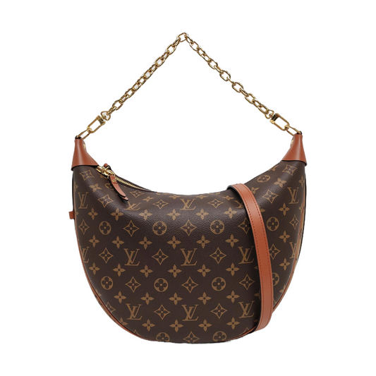LOUIS VUITTON LOOP HOBO Brown Coated Canvas Monogram Shoulder Bag Tote Bag Crossbody Bag Golden Hardware Sub-bag 2 Removable Shoulder Straps Accessories Included-(SKU)-971024648