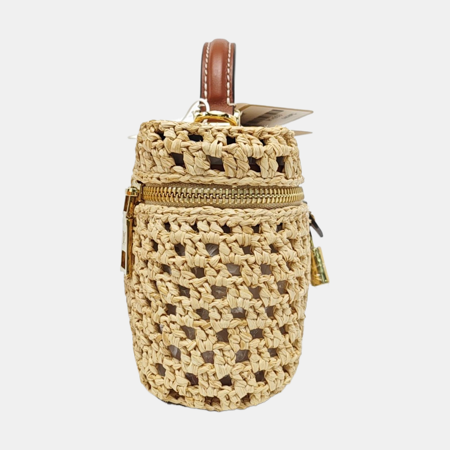 LOUIS VUITTON VANITY CHAIN POUCH Beige straw woven single shoulder bag, gold hardware, removable shoulder strap, complete accessories-(SKU)-971025646