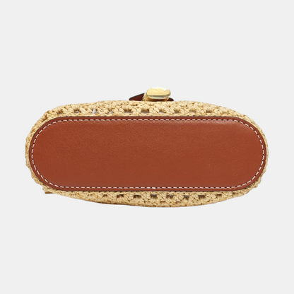 LOUIS VUITTON VANITY CHAIN POUCH Beige straw woven single shoulder bag, gold hardware, removable shoulder strap, complete accessories-(SKU)-971025646