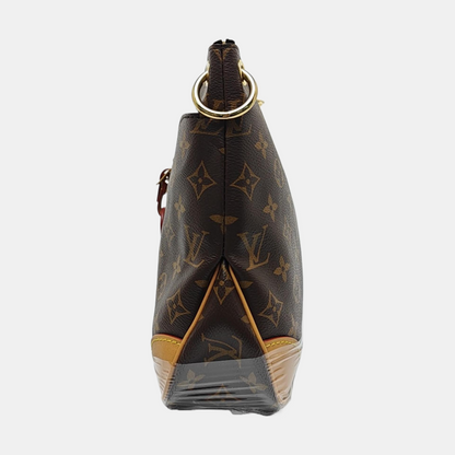 LOUIS VUITTON ODEON Small Size Brown Coated Canvas Monogram Shoulder Bag Crossbody Bag Gold Hardware Removable Strap-(SKU)-971023690