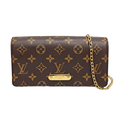 LOUIS VUITTON LILY Brown Coated Canvas Monogram Crossbody Bag Shoulder Bag Handbag Gold Hardware Removable Strap Complete Accessories-(SKU)-970716535