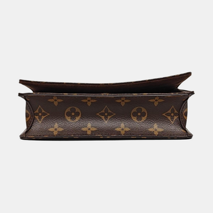 LOUIS VUITTON LILY Brown Coated Canvas Monogram Crossbody Bag Shoulder Bag Handbag Gold Hardware Removable Strap Complete Accessories-(SKU)-970716535